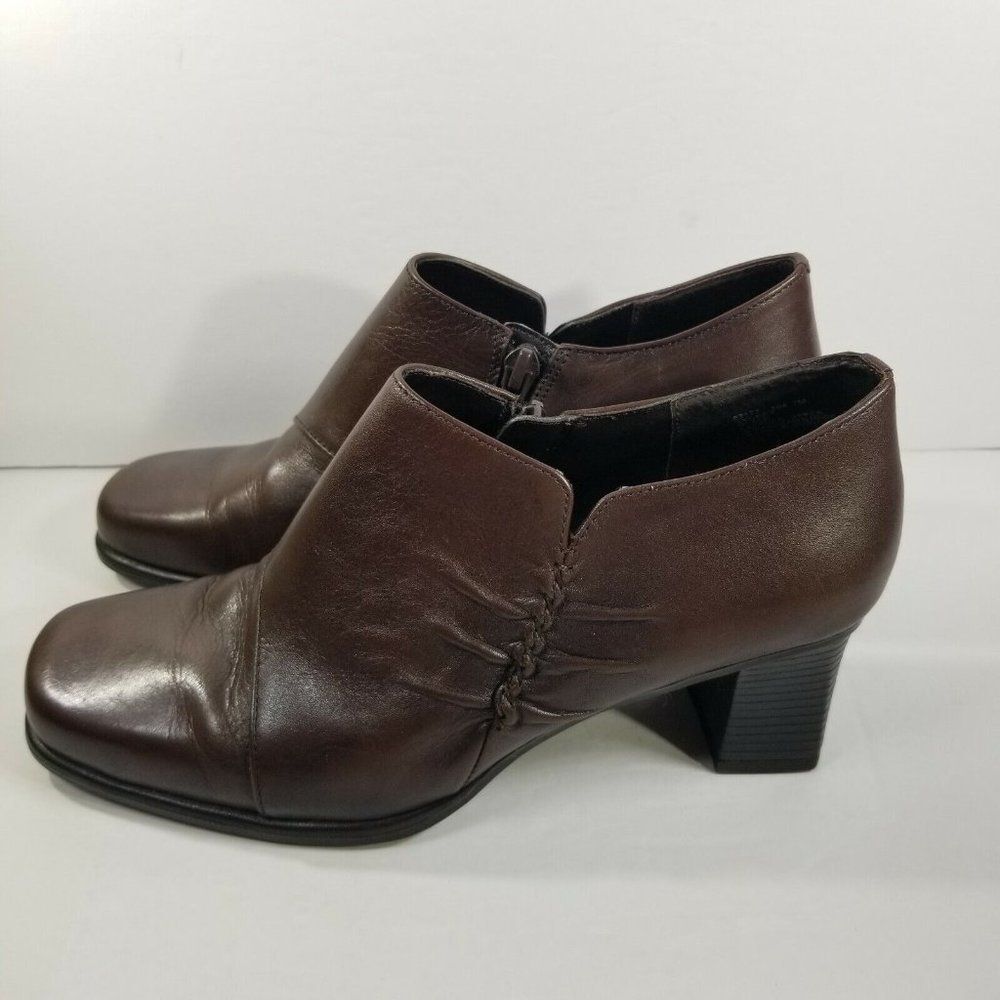 Classic Elements Women's Size 7M Brown Sydney Leather Block Heel Shoes 82177